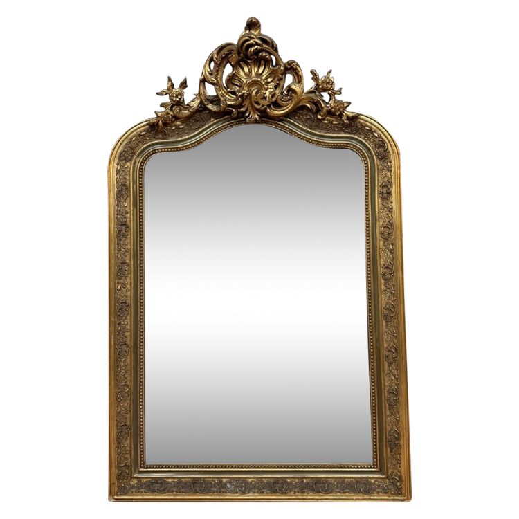 grand miroir époque Napoléon III en bois doré circa 1880 