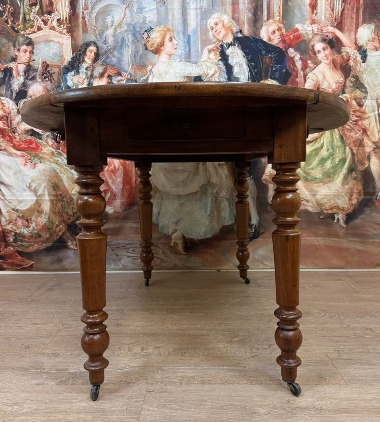 Tavolo a ribalta di epoca Luigi Filippo in noce del 1830 circa