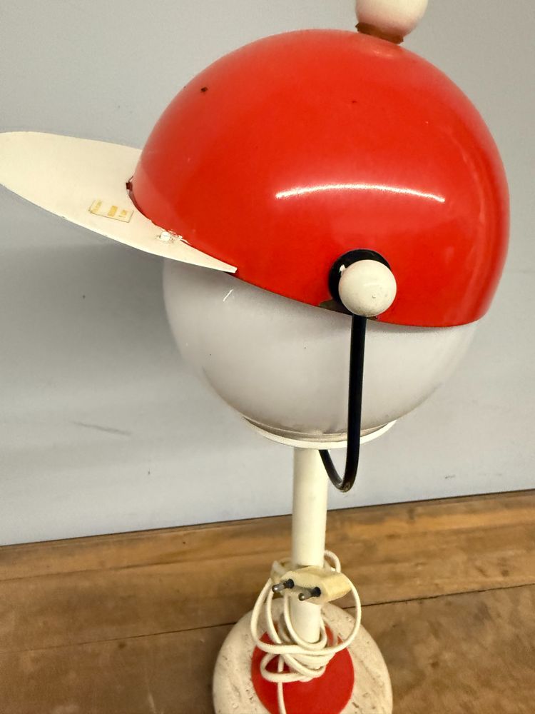 Lampada vintage cappello anni '70, base in travertino, 50x25 cm