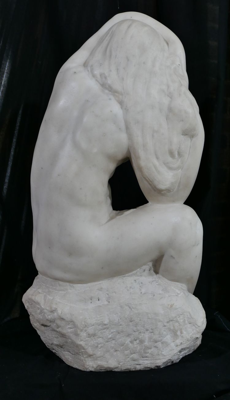 Jules Oscar MAES 1881-1964 Femme nue, baigneuse, sculpture marbre, vers 1920 statue Art Déco