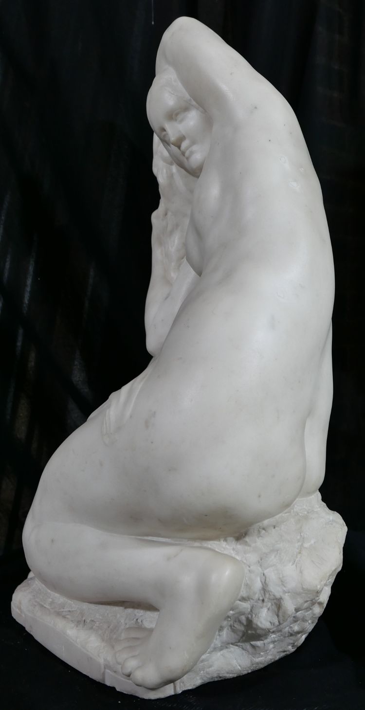 Jules Oscar MAES 1881-1964 Femme nue, baigneuse, sculpture marbre, vers 1920 statue Art Déco