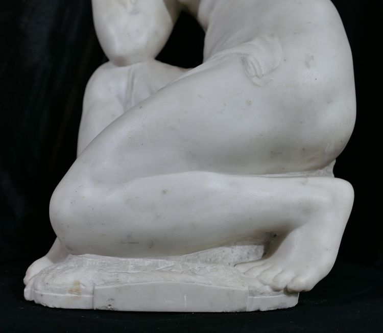 Jules Oscar MAES 1881-1964 Femme nue, baigneuse, sculpture marbre, vers 1920 statue Art Déco