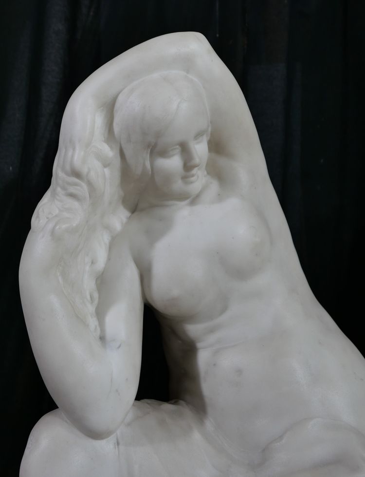 Jules Oscar MAES 1881-1964 Femme nue, baigneuse, sculpture marbre, vers 1920 statue Art Déco