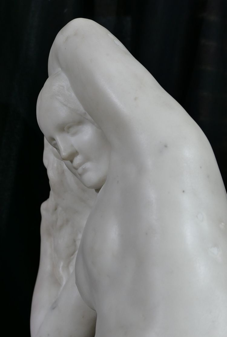 Jules Oscar MAES 1881-1964 Femme nue, baigneuse, sculpture marbre, vers 1920 statue Art Déco