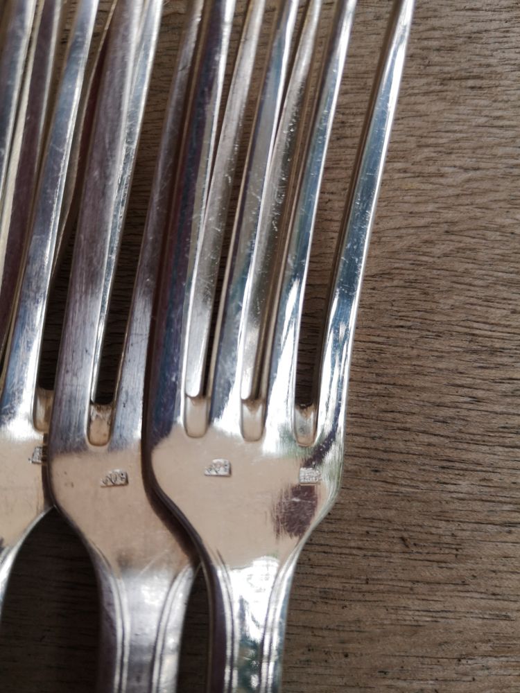12 art deco silver-plated dessert forks Felix Frères silverware