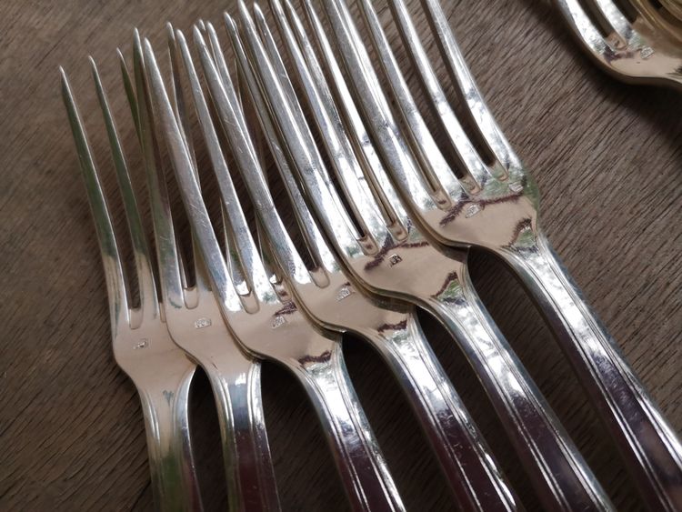 12 art deco silver-plated dessert forks Felix Frères silverware