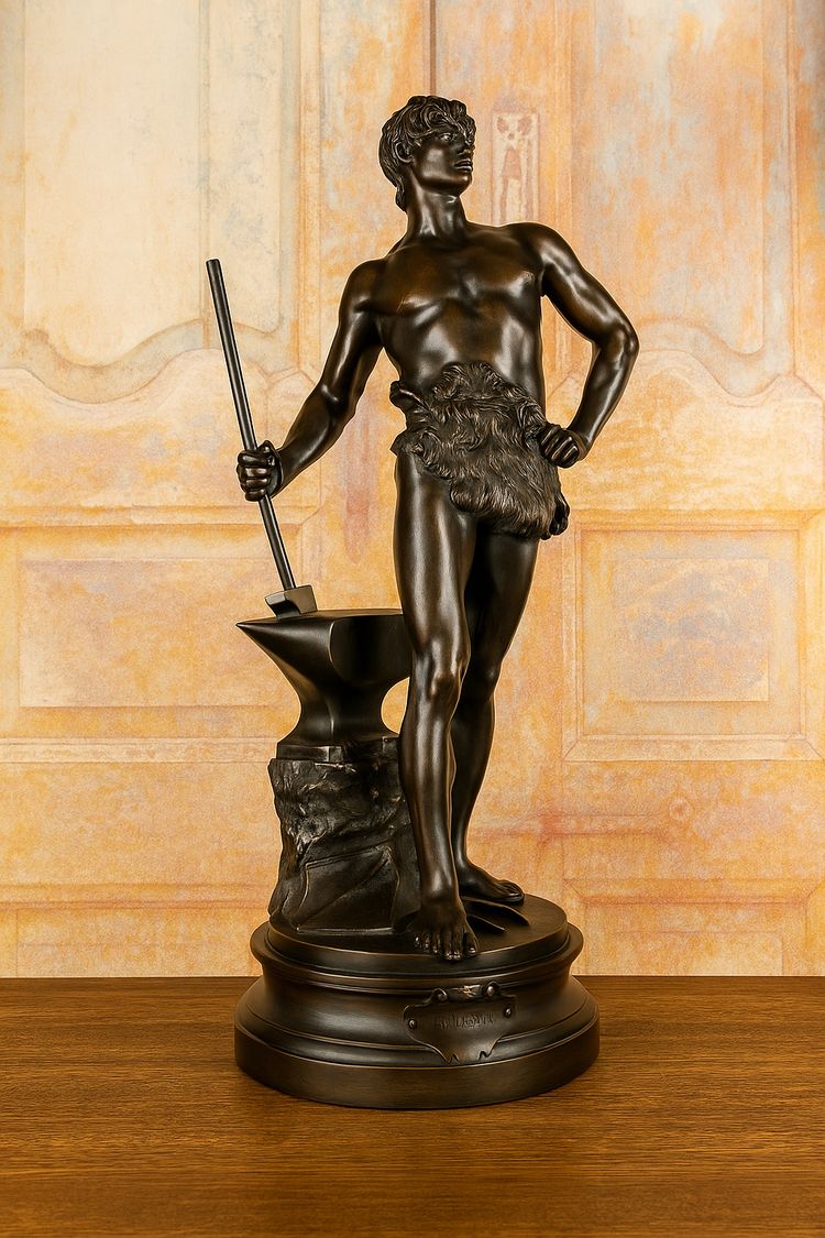 Grande statua in bronzo "Le Travail" firmata Maurice Constant - 60 cm - Francia, XX secolo