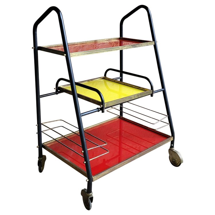 Desserte Bar vintage 1960's Red & Yellow