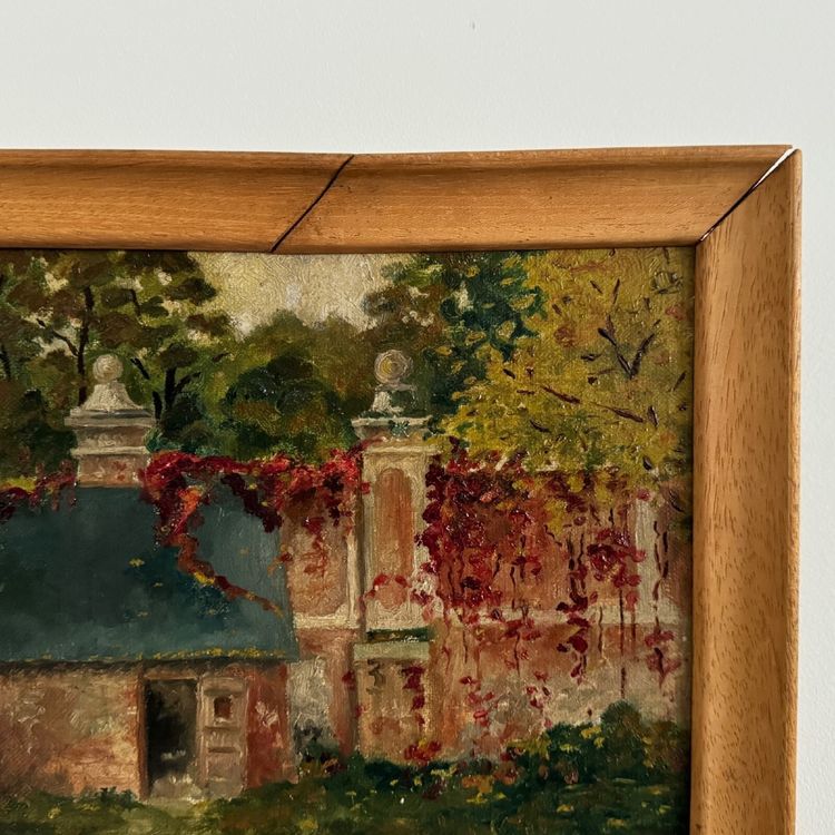 Oil on canvas depicting a property in the early 20th century