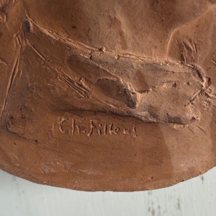 Terracotta medallion by Charles Filleul, 20th century workshop work