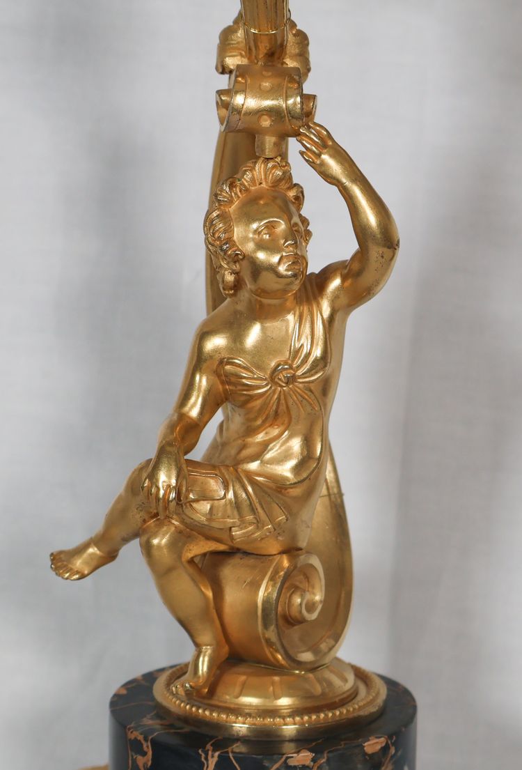 Paire de lampes en bronze doré, époque Napoléon III
