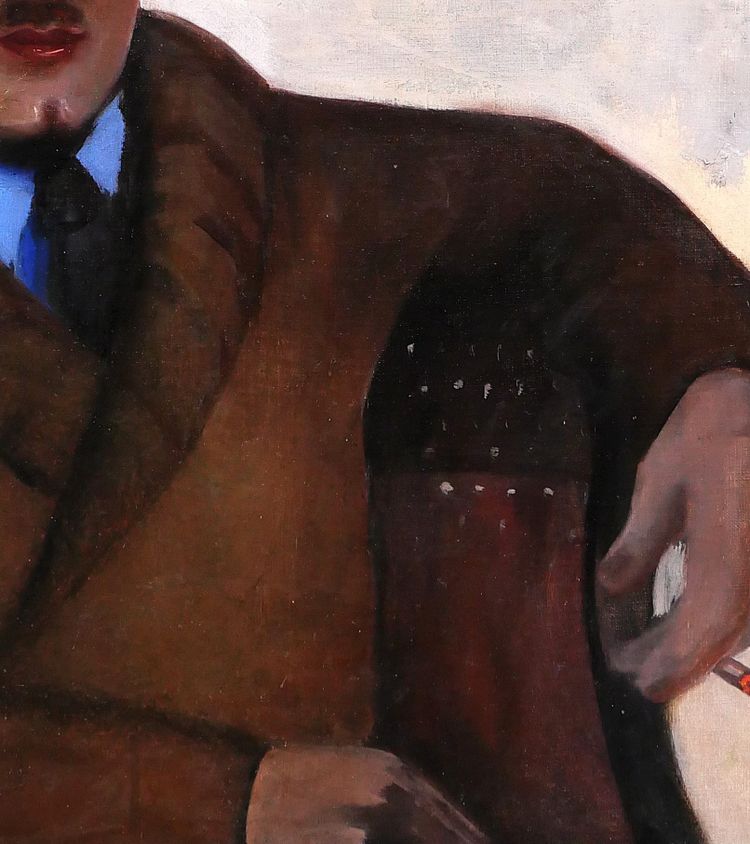 Margit de Corini 1897-1982 Ritratto di uomo a Parigi, 1935, dipinto, Art Déco Montparnasse