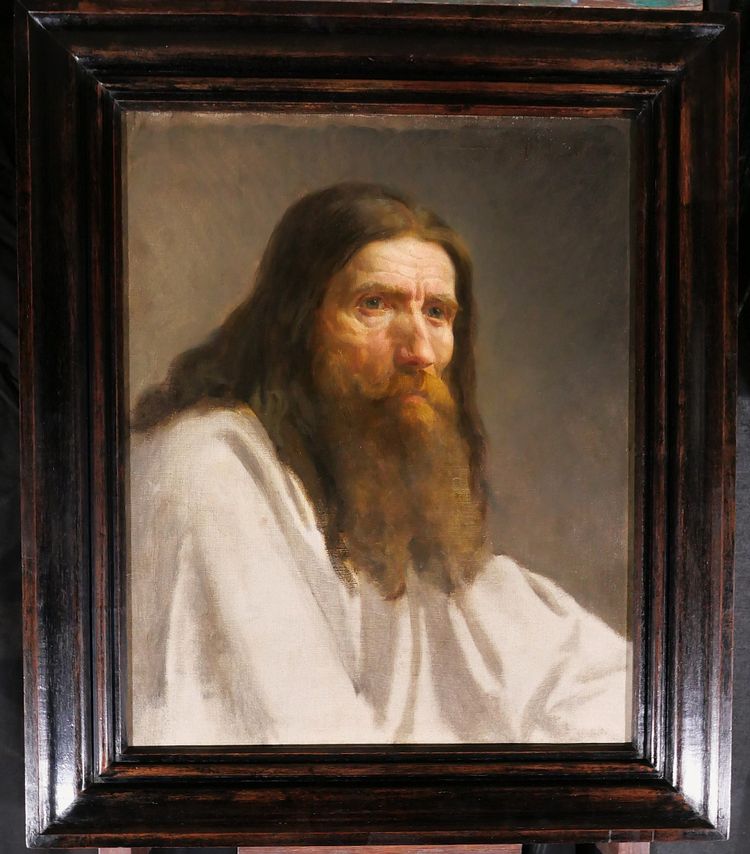Charles Poterin du Motel 1815-1882 Porträt eines Mannes, Gemälde, um 1850, bärtige Romantikerin