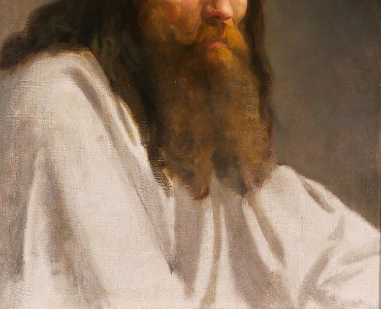 Charles Poterin du Motel 1815-1882 Porträt eines Mannes, Gemälde, um 1850, bärtige Romantikerin