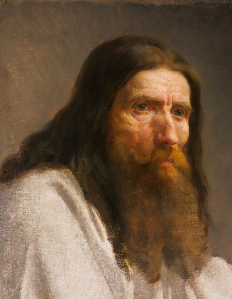 Charles Poterin du Motel 1815-1882 Porträt eines Mannes, Gemälde, um 1850, bärtige Romantikerin