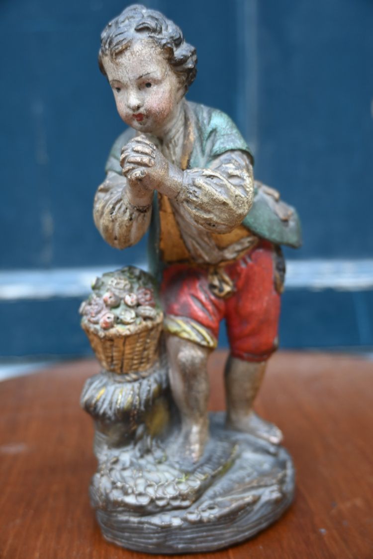 Pair of statues in 18th-century polychrome terracotta