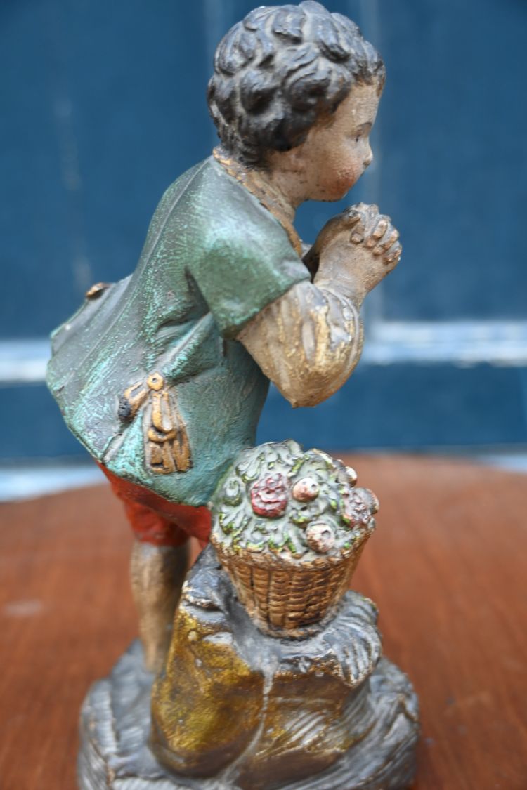 Pair of statues in 18th-century polychrome terracotta