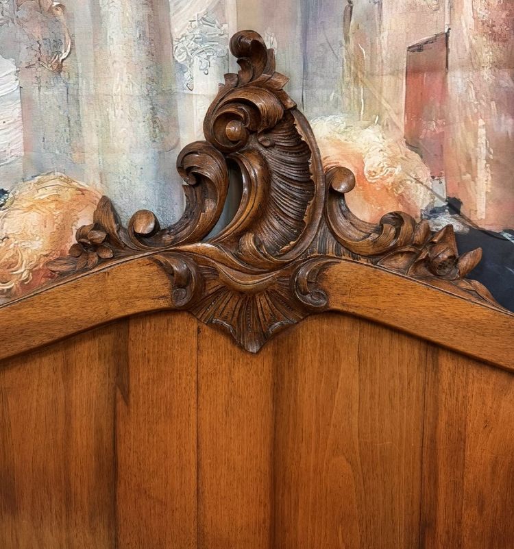 Lit de centre Style Louis XV En Noyer  