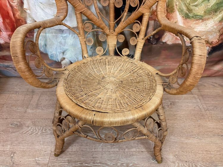 Poltrona vintage in rattan di Boemia 70