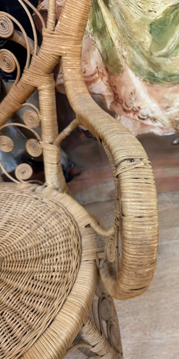 Poltrona vintage in rattan di Boemia 70