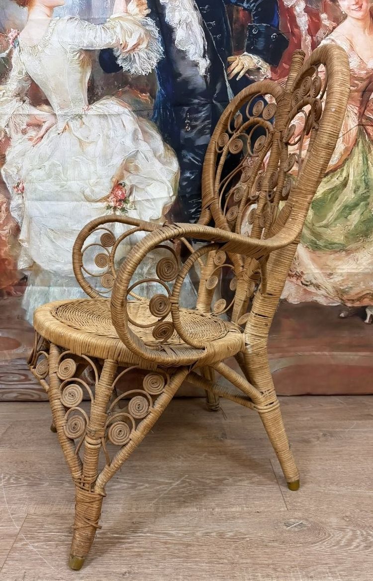 Poltrona vintage in rattan di Boemia 70