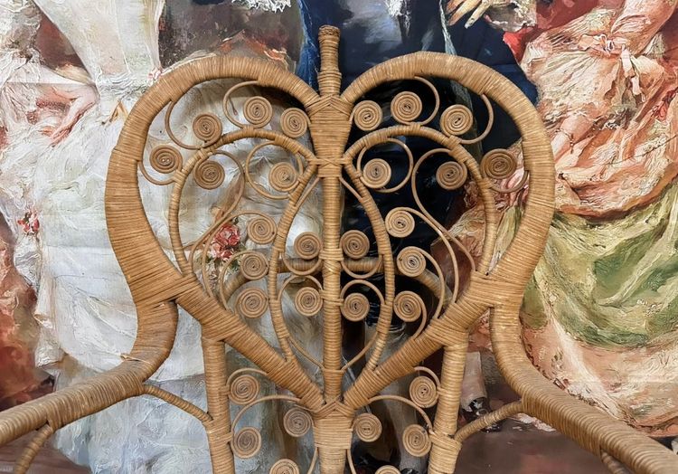 Poltrona vintage in rattan di Boemia 70