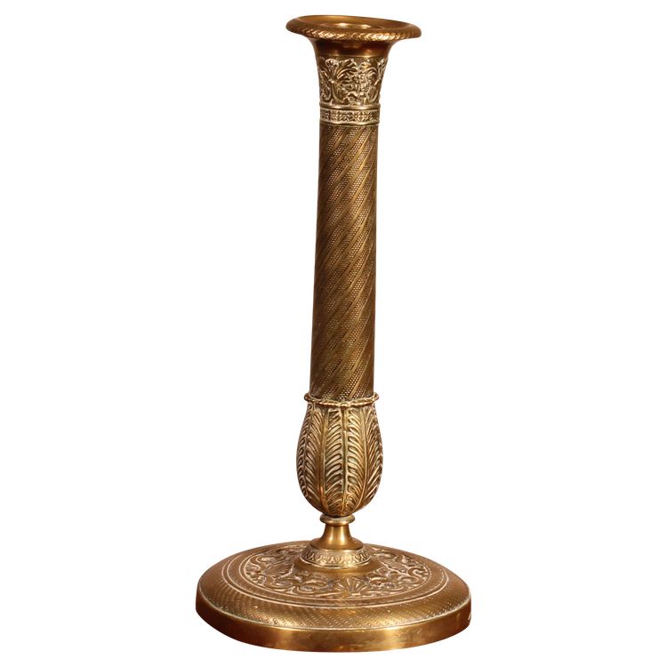 Candeliere in bronzo dorato di periodo impero inizio XIX secolo