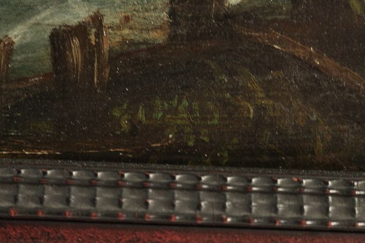 Scuola fiamminga del XVIII secolo, Olio su tavola, La casa sul fiume