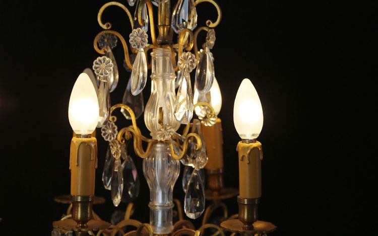 Pair of girandoles,  Crystal and gilded bronze  19th century 