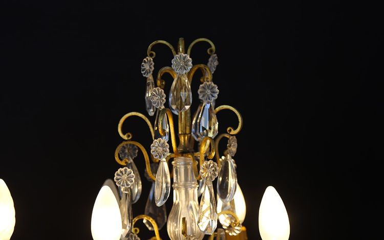 Pair of girandoles,  Crystal and gilded bronze  19th century 