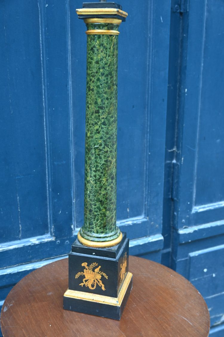 pied de lampe en fonte peinte du XIX