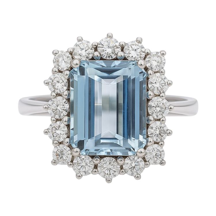 Anello con acquamarina e diamanti