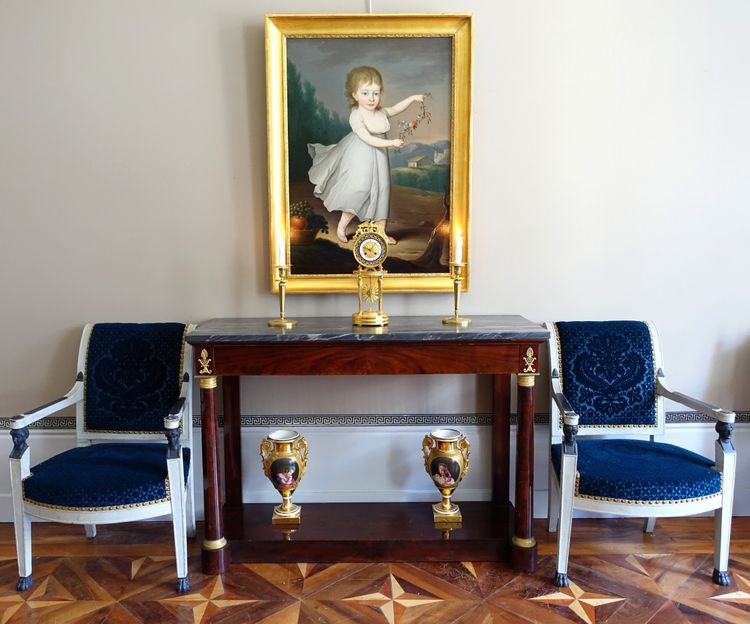 Porträt eines Kindes als Flora oder Ceres, Öl auf Leinwand Empire signiert Joseph Rosie 1801 - 115cm x 81cm