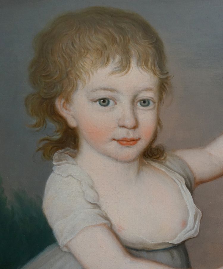 Porträt eines Kindes als Flora oder Ceres, Öl auf Leinwand Empire signiert Joseph Rosie 1801 - 115cm x 81cm