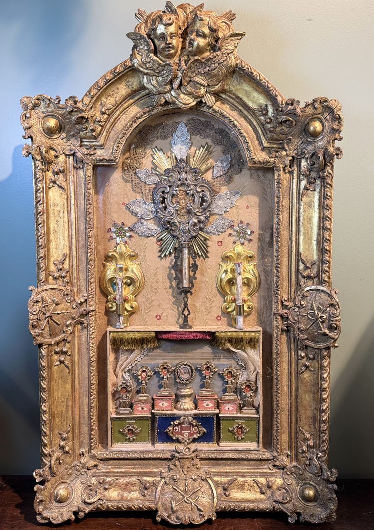 Pala d'altare barocca con 27 reliquie - 1740 ca.