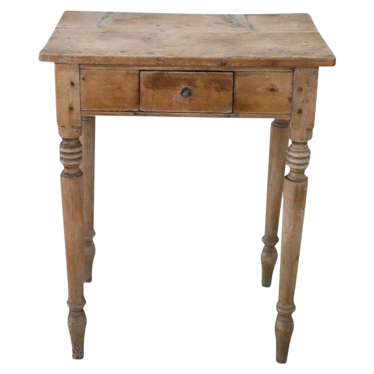 Table d'Appoint Couleur Naturelle En Bois De Sapin Rustique, 19ème Siècle
