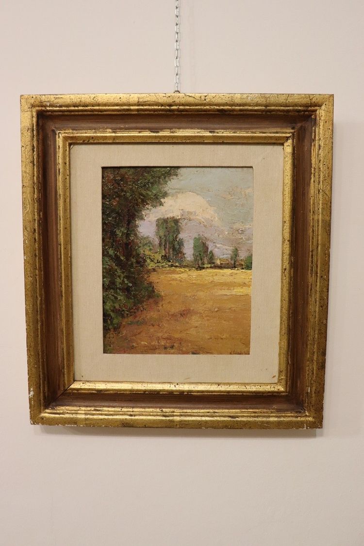 Campagna italiana, dipinto ad olio del XX secolo, firmato