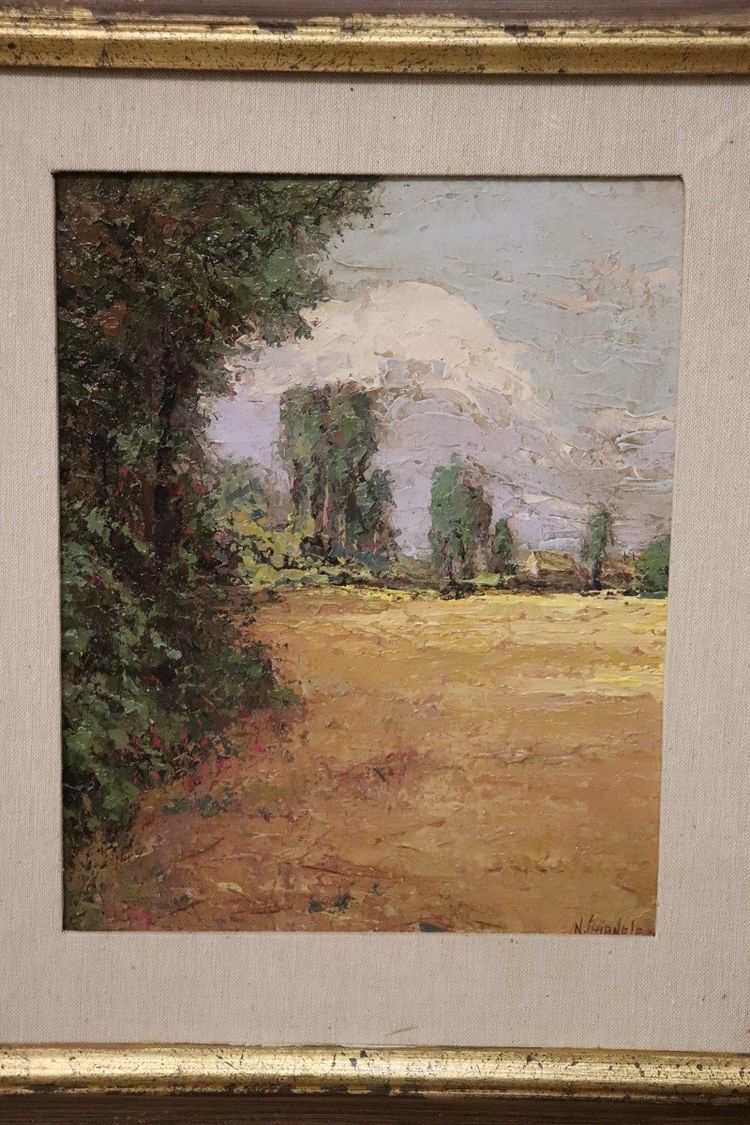 Campagna italiana, dipinto ad olio del XX secolo, firmato