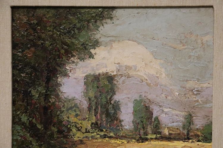 Campagna italiana, dipinto ad olio del XX secolo, firmato