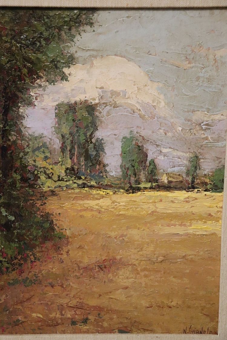 Campagna italiana, dipinto ad olio del XX secolo, firmato