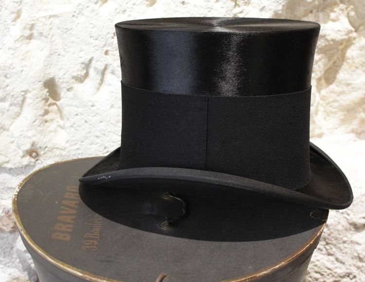 Cappello a cilindro e scatola originale, Bravard, fine XIX secolo