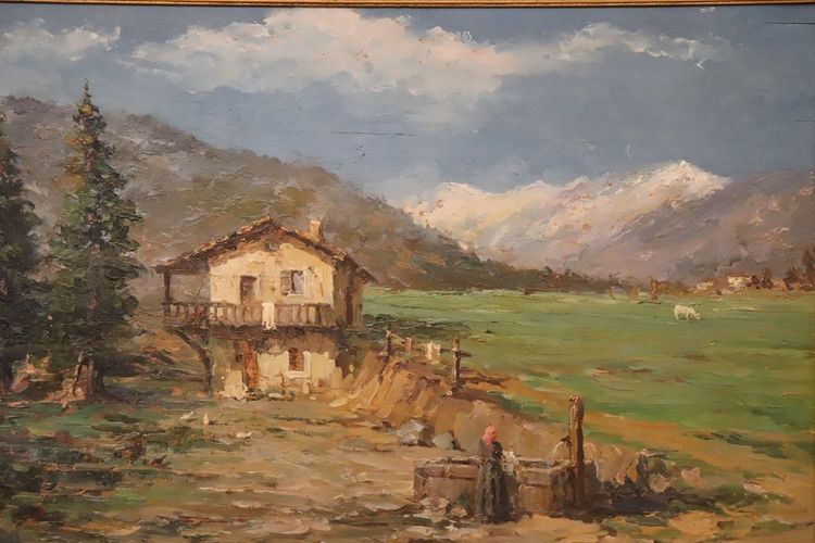 Italienische Berglandschaft, signiertes Ölgemälde, 20. Jahrhundert