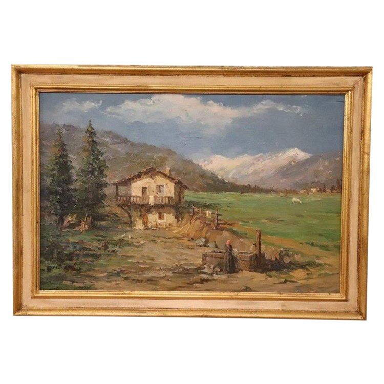 Italienische Berglandschaft, signiertes Ölgemälde, 20. Jahrhundert