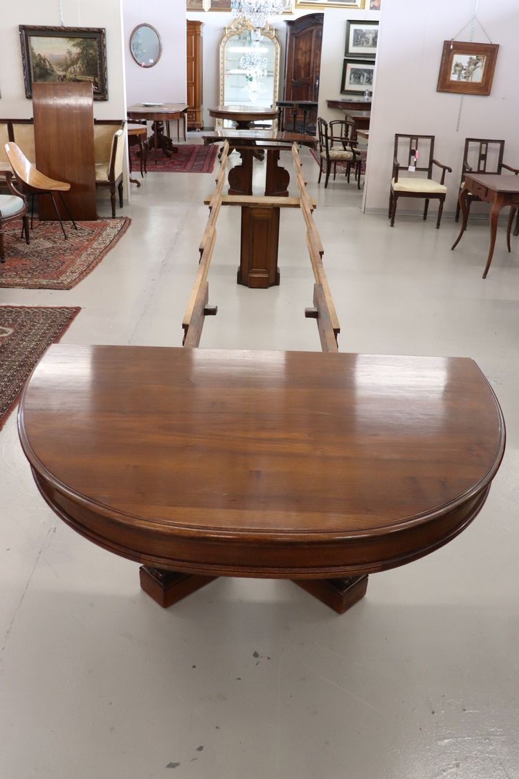 Table à manger ovale à rallonge en noyer du 19e siècle, longueur Mt 7.80