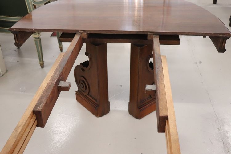 Table à manger ovale à rallonge en noyer du 19e siècle, longueur Mt 7.80
