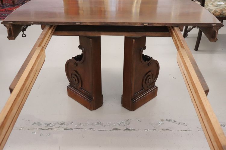 Table à manger ovale à rallonge en noyer du 19e siècle, longueur Mt 7.80