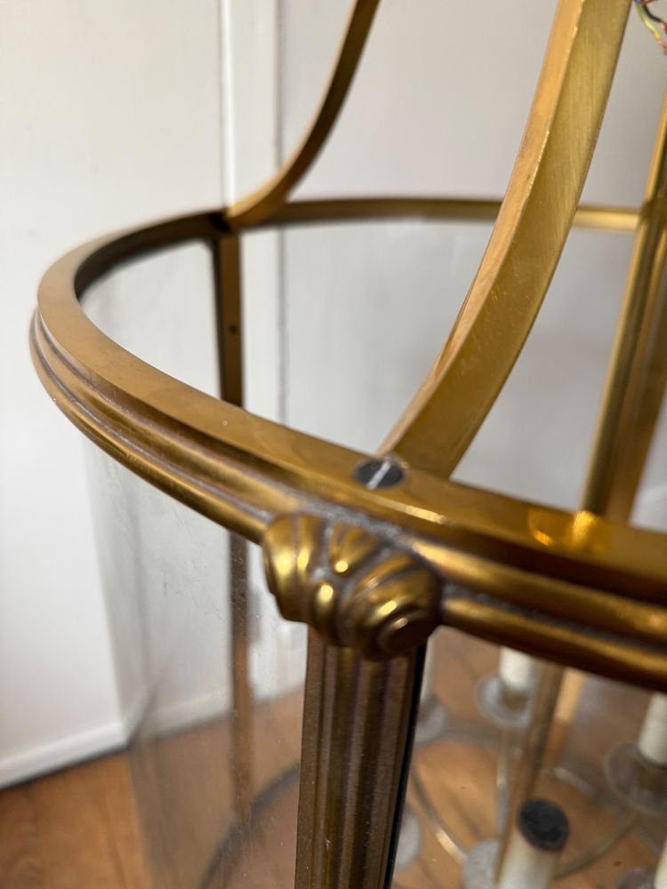 Grande lanterna in bronzo e ottone dorato in stile Luigi XVI