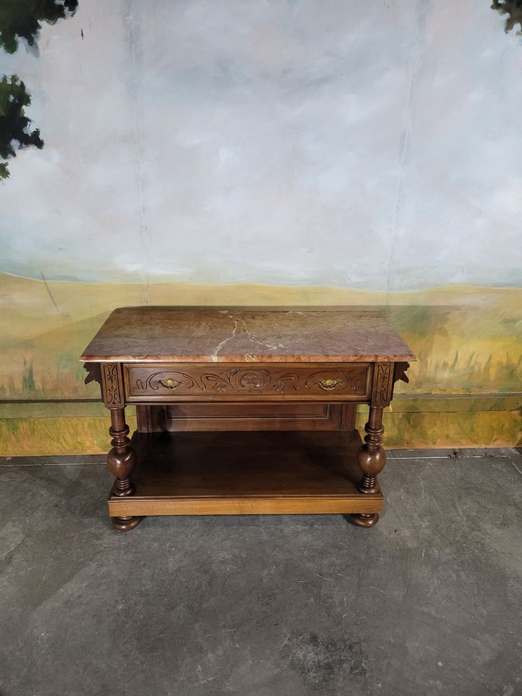 Walnut and marble sideboard 19th century