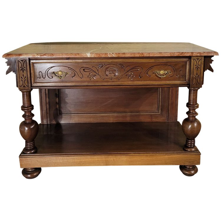 Walnut and marble sideboard 19th century