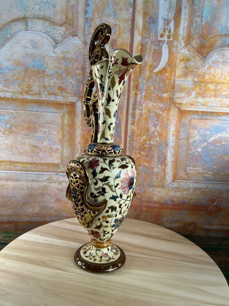 Orientalist openwork earthenware vase signed Josef Steidl - Vienna, late 19th century